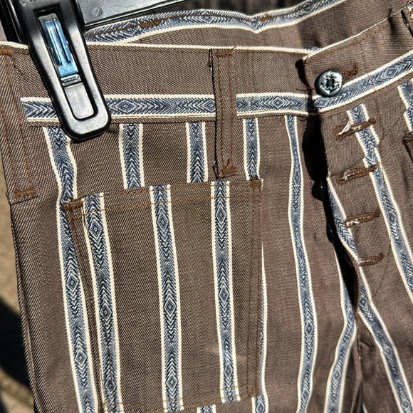 NOS Unisex To Die For 1960s Striped Jeans Capers Flare Bottom Button Front - Picture 4 of 11